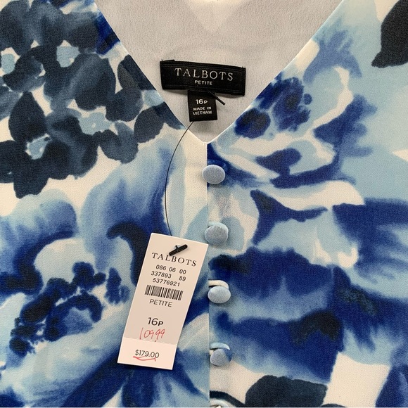 Talbots Blue Floral Pleated Sleeveless Dress - Picture 4 of 8